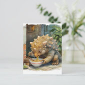A Dino Eating Ramen Postkarte (Stehend Vorderseite)