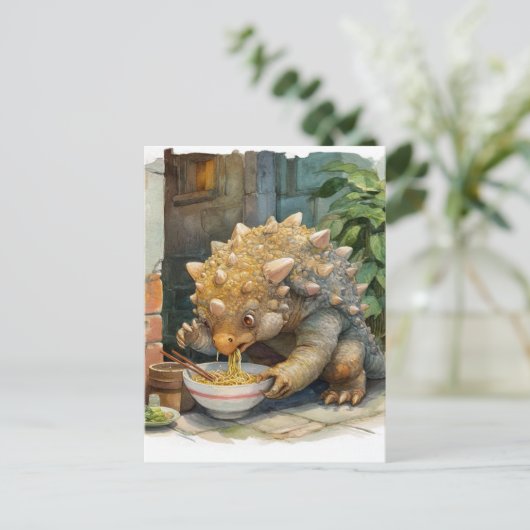 A Dino Eating Ramen Postkarte (Stehend Vorderseite)