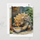 A Dino Eating Ramen Postkarte (Vorne/Hinten)