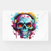 A DJ POP ART SKULL Acrylic Sign Banner (Horizontal)