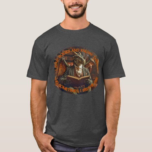 A dragon reading for learning and enjoyment. T-Shirt (Vorderseite)