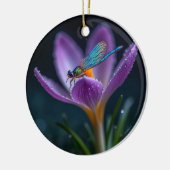 A dragonfly on a crocus flower keramik ornament (Links)