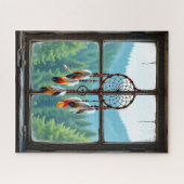 A Dreamcatcher in a Window overlooking Mountains Puzzle (Horizontal)