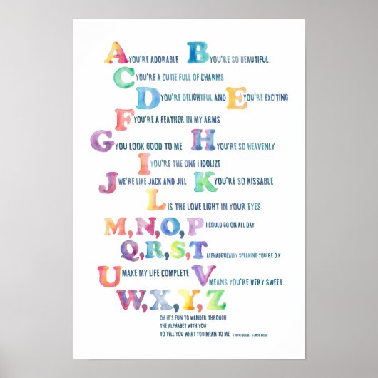 A, du bist bezauberndes Kinderzimmer Alphabet Post Poster (Vorne)