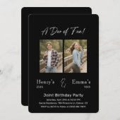A Duo of Fun Photo Joint Double Birthday Party Einladung (Vorne/Hinten)