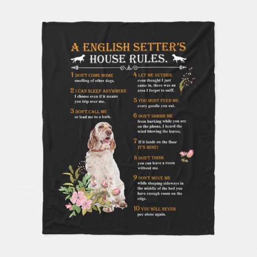 A English Setter's House Rules Fleecedecke (Vorderseite)