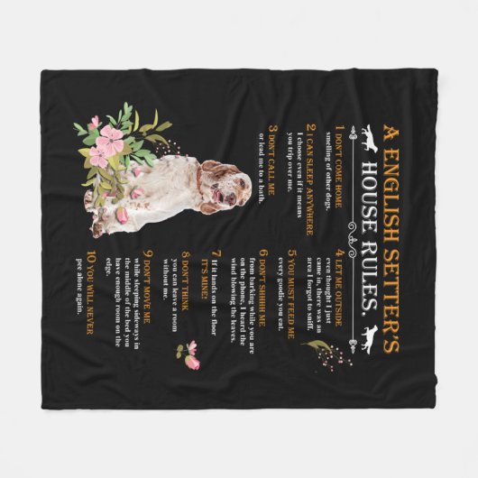 A English Setter's House Rules Fleecedecke (Vorderseite (Horizontal))