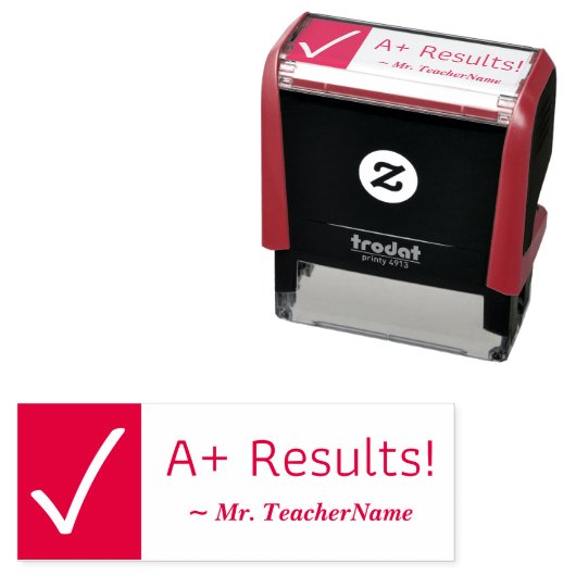 "A+ Ergebnisse!" Lehrerin Rubber Briefmarke Permastempel (Beispiel)