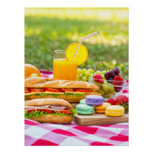 a fabulous french picnic colorful in green parc poster