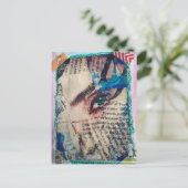 A face abstract mixed media collage postkarte (Stehend Vorderseite)