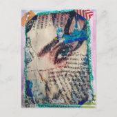 A face abstract mixed media collage postkarte (Vorderseite)