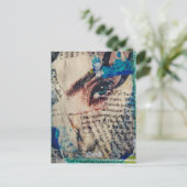 A face and words abstract friends joke collage postkarte (Stehend Vorderseite)