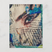 A face and words abstract friends joke collage postkarte (Vorderseite)