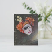 A face in space mixed media collage postkarte (Stehend Vorderseite)