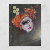 A face in space mixed media collage postkarte (Vorderseite)