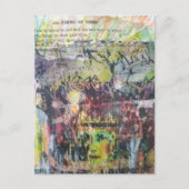 A face mixed media collage forms of verbs postkarte (Vorderseite)