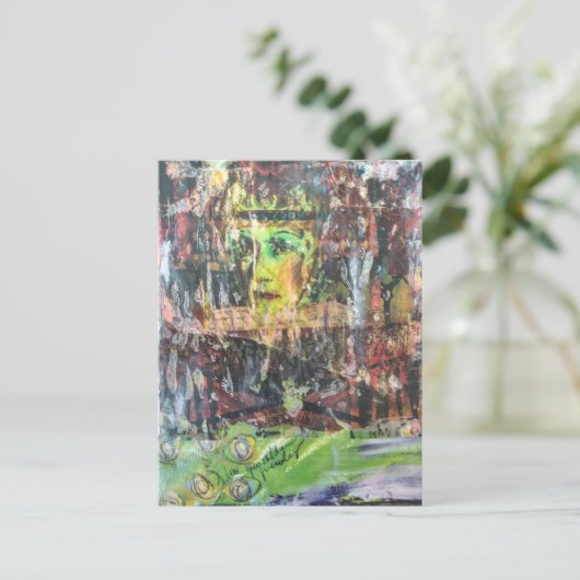 A face mixed media collage postkarte (Stehend Vorderseite)