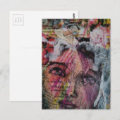 A face mixed media collage postkarte (Vorne/Hinten)