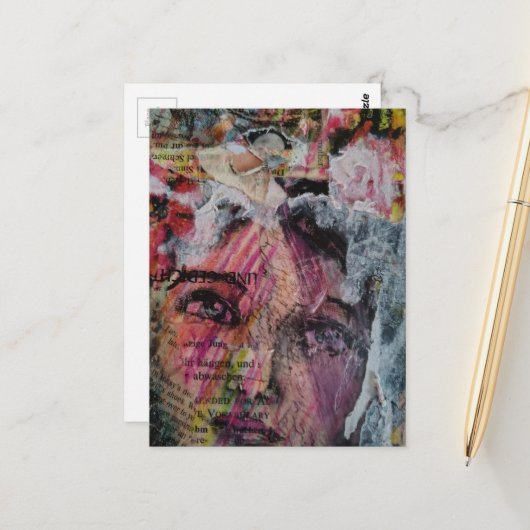A face mixed media collage postkarte (Vorderseite/Rückseite Beispiel)