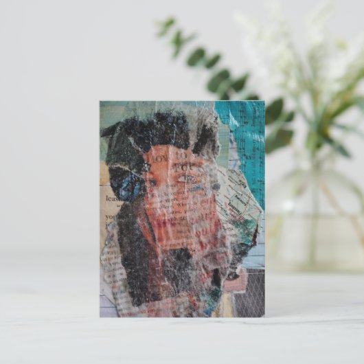 A Face Mixed Media Collage Postkarte (Stehend Vorderseite)