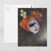 A face with single eye space mixed media collage postkarte (Vorne/Hinten)