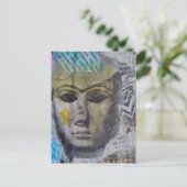 A Face Yellow Star Mixed Media Collage Postkarte (Stehend Vorderseite)