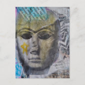 A Face Yellow Star Mixed Media Collage Postkarte (Vorderseite)