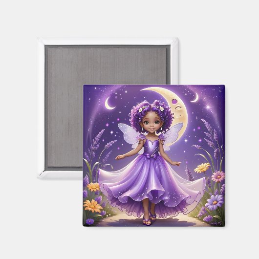 A Fairy - Lila Magnet (Vorderseite/Rückseite)