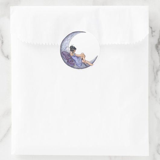 A Fairy Moon Runder Aufkleber (Tasche)