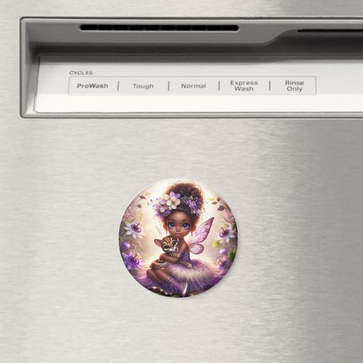 A Fairy und ihr Leopard Cub - Lila Magnet (In Situ (Geschirrspüler))