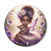 A Fairy und ihr Leopard Cub - Lila Magnet