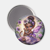 A Fairy und ihr Leopard Cub - Lila Magnet (Vorderseite/Rückseite)