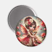 A Faiy and her Lion Cub - Red Magnet (Vorderseite/Rückseite)