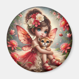 A Faiy and her Lion Cub - Red Magnet