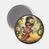 A Faiy and her Lion Cub - Yellow - Magnet (Vorderseite/Rückseite)