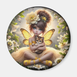 A Faiy and her Lion Cub - Yellow Magnet