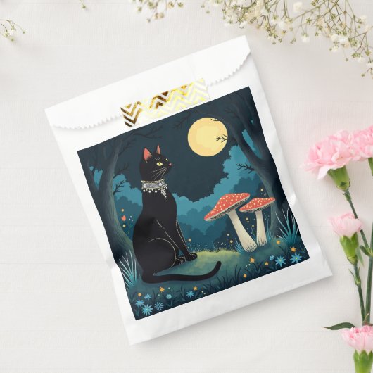 A Familiar Black Cat And Toadstools Halloween 1 Geschenktütchen (Versiegelt)