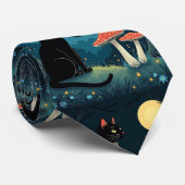 A Familiar Black Cat And Toadstools Halloween 1 Krawatte (Gerollt)