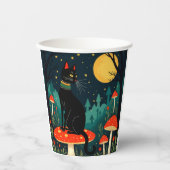 A Familiar Black Cat And Toadstools Halloween 2 Pappbecher (Vorderseite)
