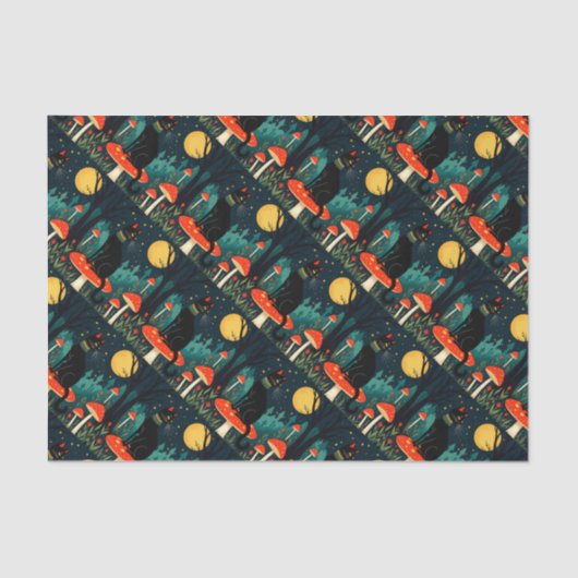 A Familiar Black Cat And Toadstools Halloween 2 Seidenpapier (Vorderseite)