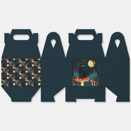 A Familiar Black Cat And Toadstools Halloween 3 Geschenkschachtel (Ungeklappt)