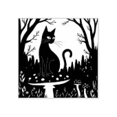 A Familiar Black Cat And Toadstools Halloween 3 Gummistempel (Prägung)
