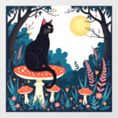 A Familiar Black Cat And Toadstools Halloween 4 Fensteraufkleber (Blatt)
