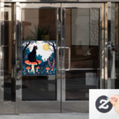 A Familiar Black Cat And Toadstools Halloween 4 Fensteraufkleber (Büro Tür)