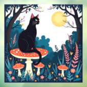 A Familiar Black Cat And Toadstools Halloween 4 Fensteraufkleber (Blatt 3)