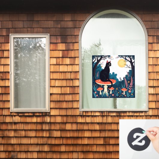 A Familiar Black Cat And Toadstools Halloween 4 Fensteraufkleber (Fenster Zuhause)