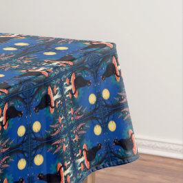 A Familiar Black Cat And Toadstools Halloween 4 Tischdecke