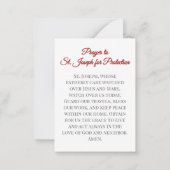 A Family Prayer to St. Joseph Prayer Card Mitteilungskarte (Rückseite)