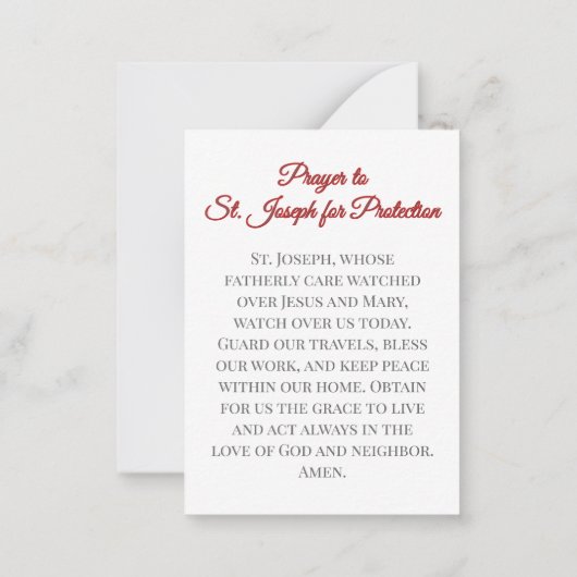 A Family Prayer to St. Joseph Prayer Card Mitteilungskarte (Rückseite)