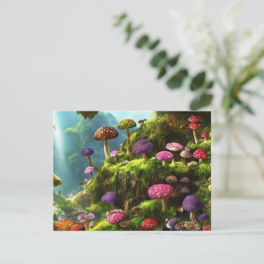A fantasy forest full of mushrooms postkarte (Stehend Vorderseite)